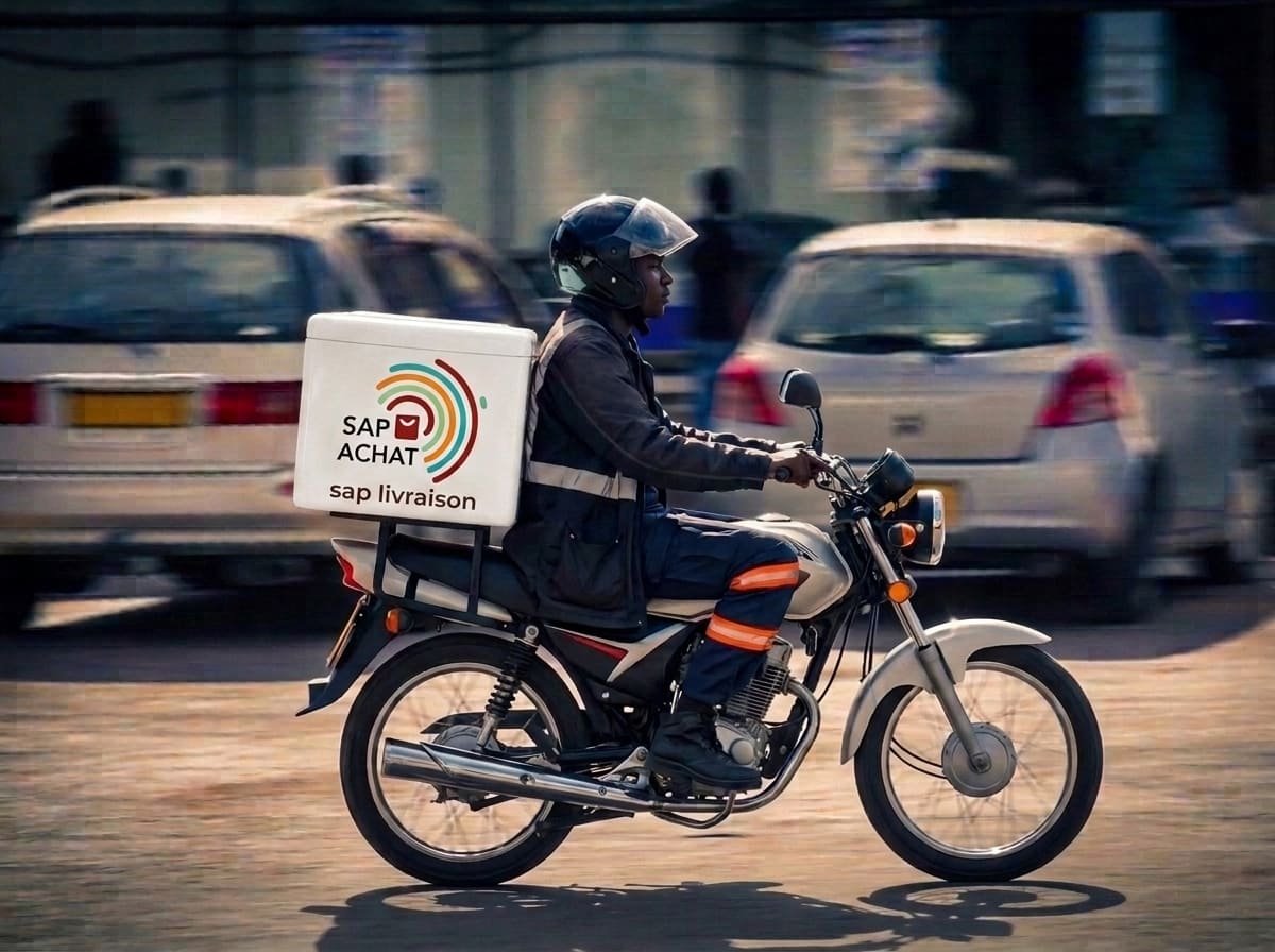 Livreur à moto avec sa caisse de livraison